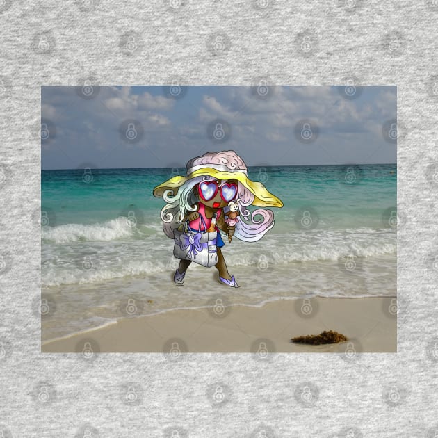 kawaii girl on a cuban beach by cuisinecat